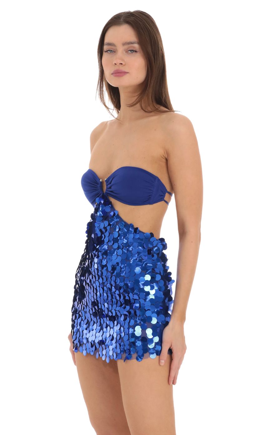 Picture Sequin Cutout Strapless Dress in Blue. Source: https://media-img.lucyinthesky.com/data/Feb24/850xAUTO/1f0de532-9fd8-49b5-9b74-52ba1dad9db5.jpg