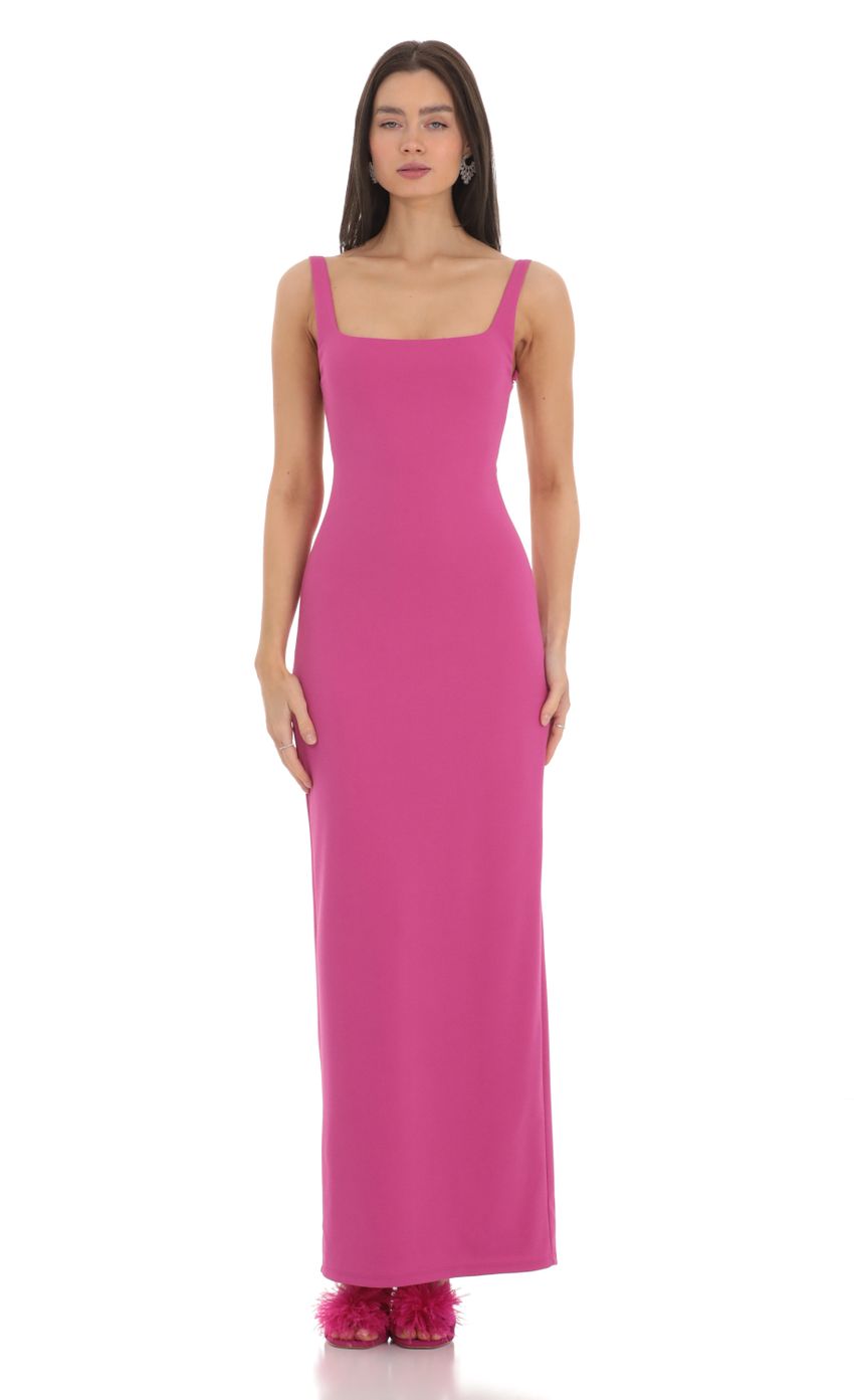 Picture Open Back Square Neck Maxi Dress in Magenta. Source: https://media-img.lucyinthesky.com/data/Feb24/850xAUTO/1fd42a78-4520-4a5f-bd0e-14741ea5ec9b.jpg