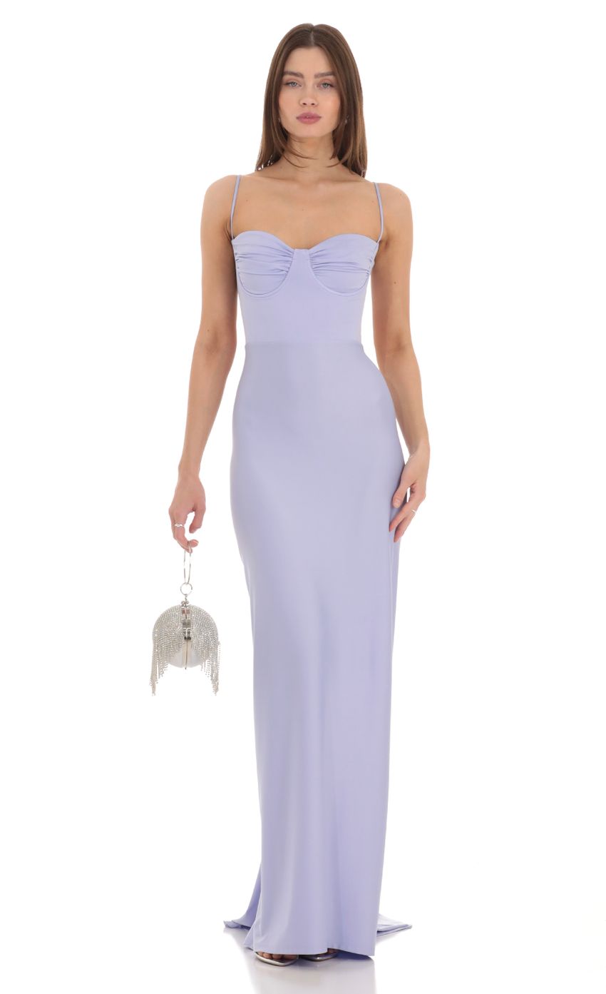 Picture Ruched Maxi Dress in Blue. Source: https://media-img.lucyinthesky.com/data/Feb24/850xAUTO/213c2922-de75-439d-af7f-a5bc14dc8e59.jpg