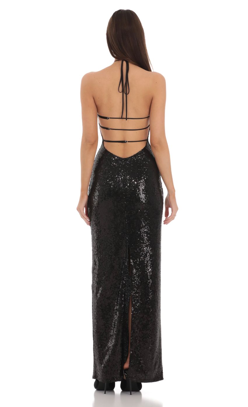 Picture Sequin Halter Maxi Dress in Black. Source: https://media-img.lucyinthesky.com/data/Feb24/850xAUTO/33b0d19e-c6b5-4139-8791-b355d3aaccd2.jpg
