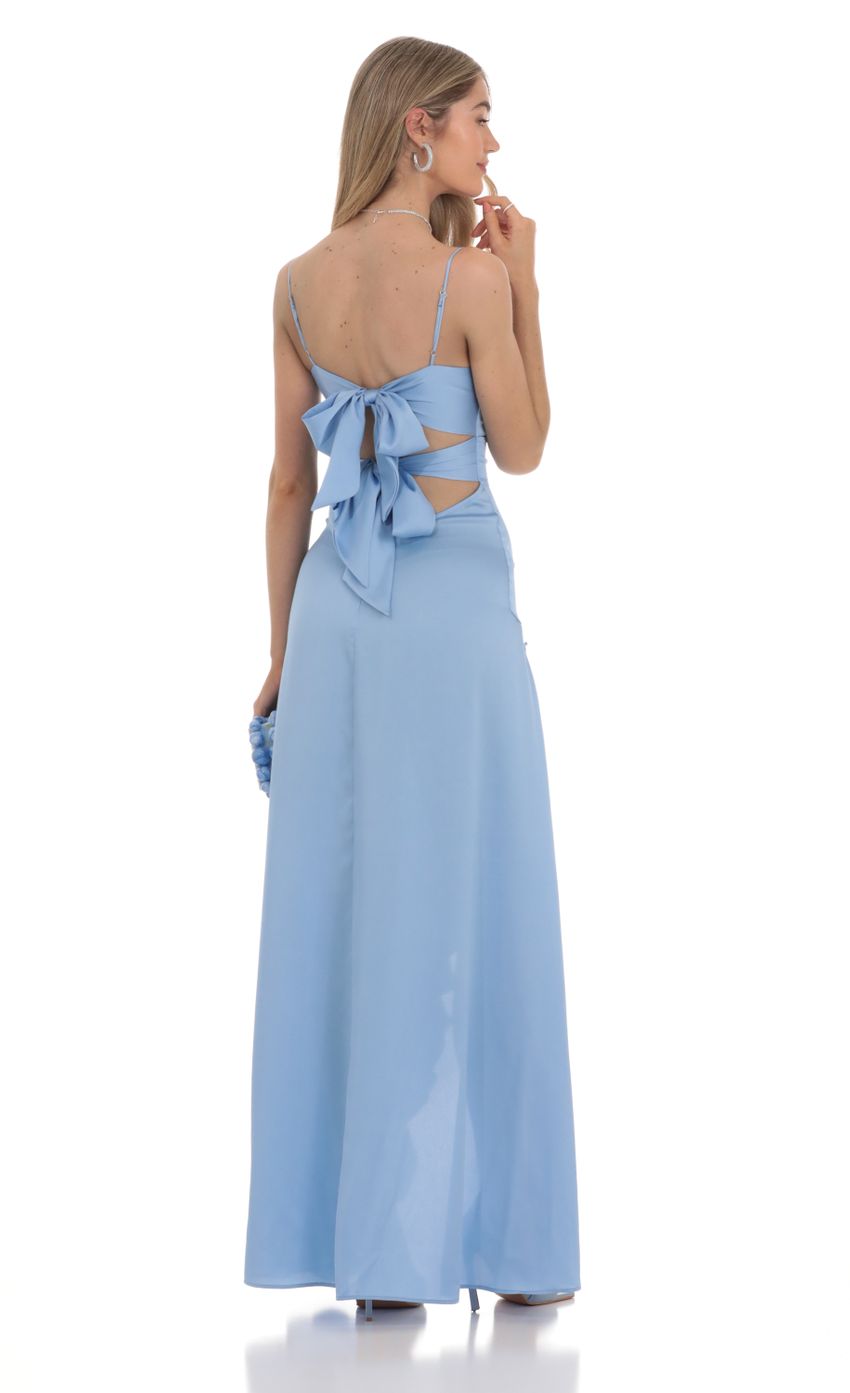 Picture Satin Front Twist Strappy Maxi Dress in Blue. Source: https://media-img.lucyinthesky.com/data/Feb24/850xAUTO/35168435-5de8-402c-b143-f4f658a7afcd.jpg