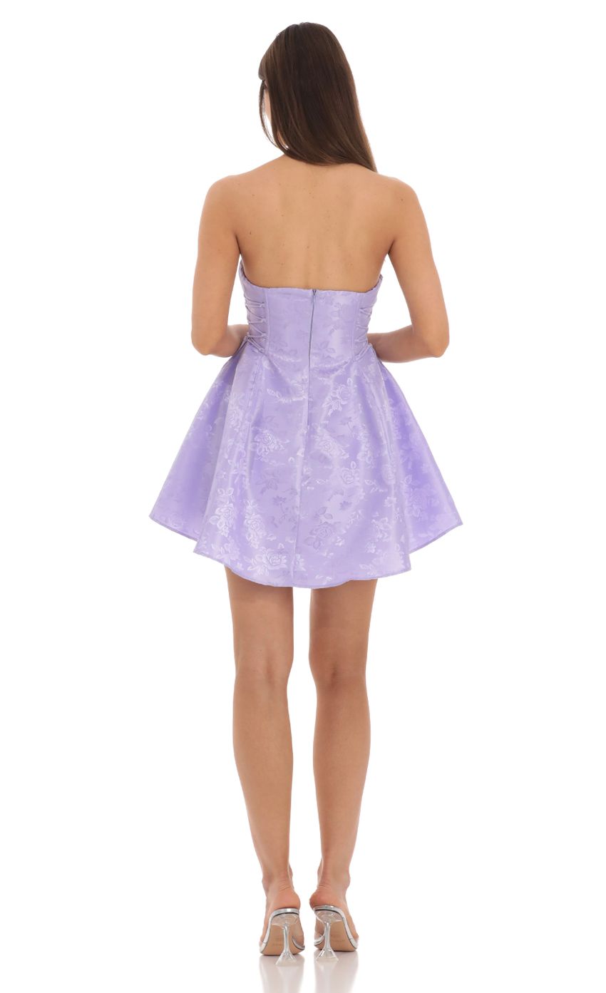 Picture Strapless Jacquard A-Line Dress in Lavender. Source: https://media-img.lucyinthesky.com/data/Feb24/850xAUTO/363636d2-e950-45a3-a0dc-08b22a7f653f.jpg