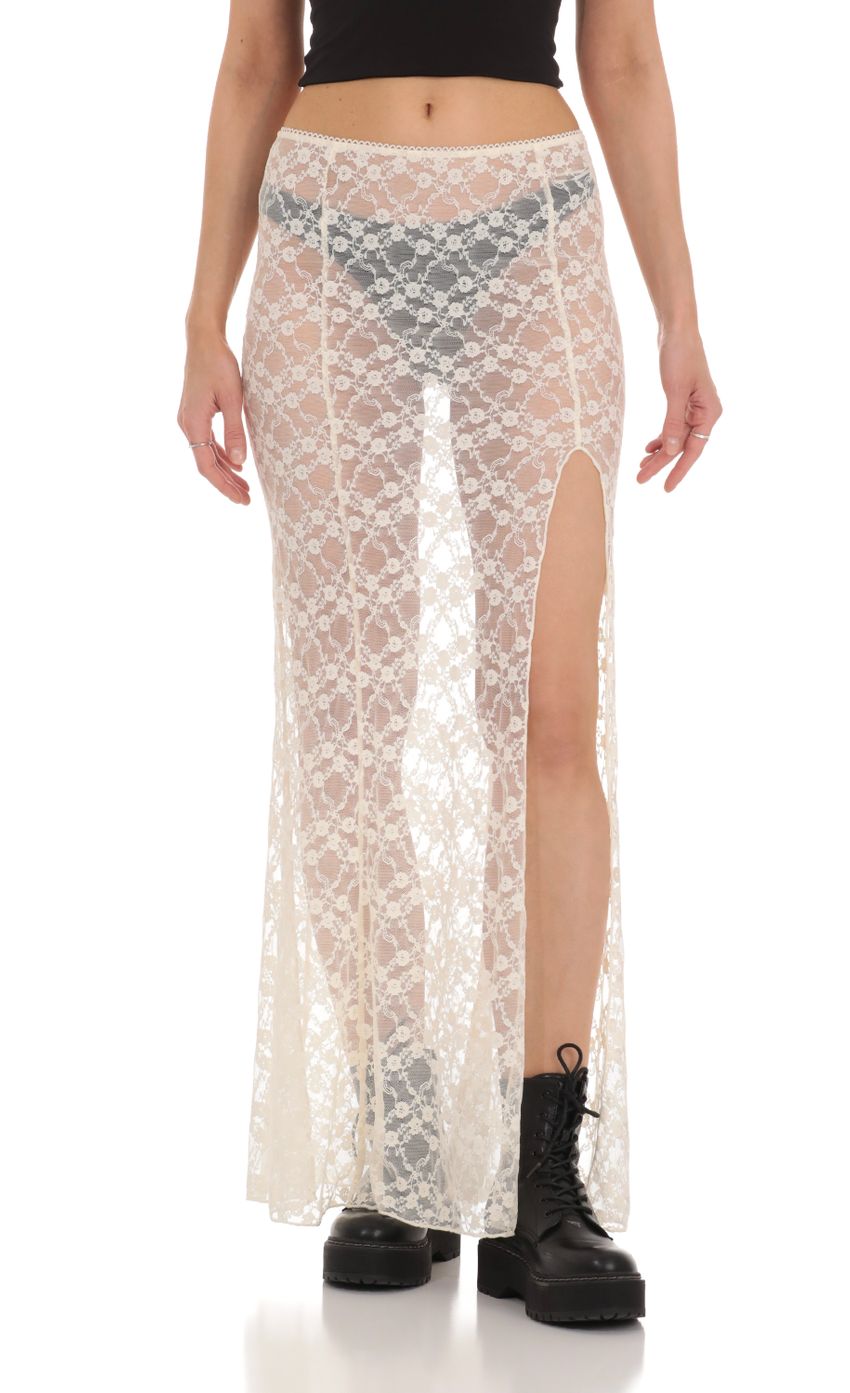 Picture Sheer Lace Maxi Skirt in Cream. Source: https://media-img.lucyinthesky.com/data/Feb24/850xAUTO/3747d092-1267-4506-8918-a3a47a9323fc.jpg