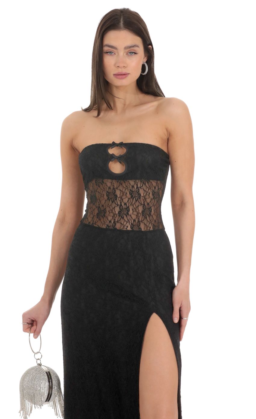 Picture Lace Cutout Strapless Maxi Dress in Black. Source: https://media-img.lucyinthesky.com/data/Feb24/850xAUTO/3784dbad-9996-4325-8334-2a73a2fbadd4.jpg