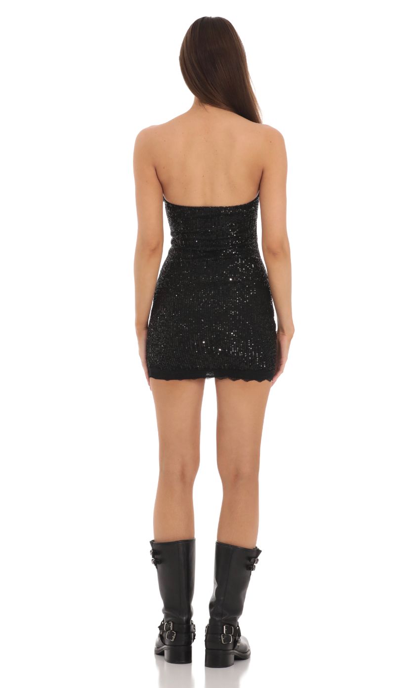 Picture Lace Sequin Strapless Bodycon Dress in Black. Source: https://media-img.lucyinthesky.com/data/Feb24/850xAUTO/3d6f1345-f65b-4a6b-9f37-a6195922568e.jpg