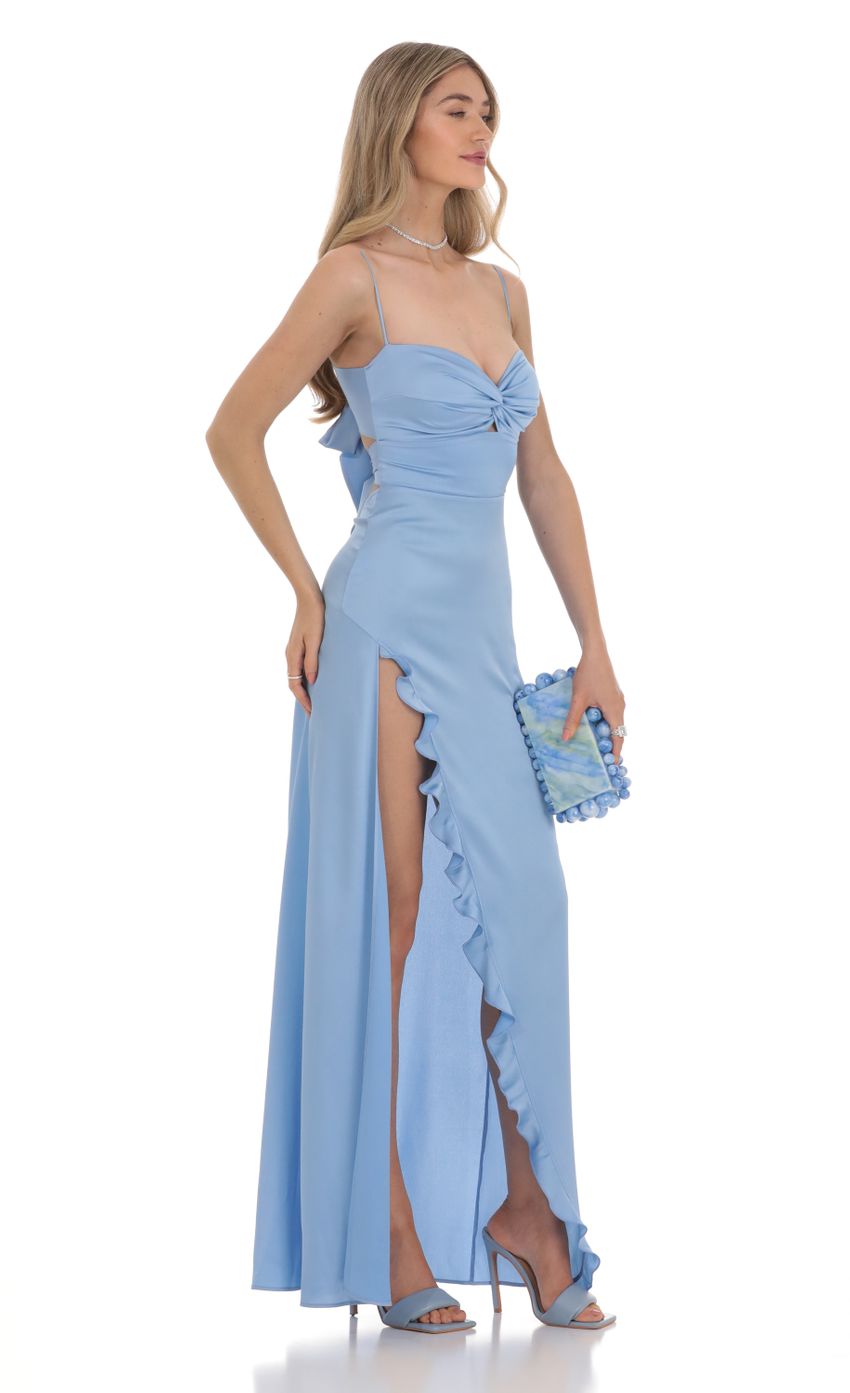 Picture Satin Front Twist Strappy Maxi Dress in Blue. Source: https://media-img.lucyinthesky.com/data/Feb24/850xAUTO/3eb78d2d-a9da-43b7-a778-a4616ceedf87.jpg