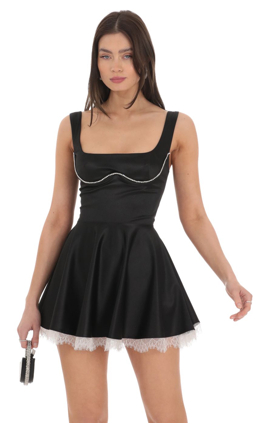 Picture Rhinestone Satin A-line Dress in Black. Source: https://media-img.lucyinthesky.com/data/Feb24/850xAUTO/458af4b6-a55e-4538-8bd2-e9d0da8ac451.jpg