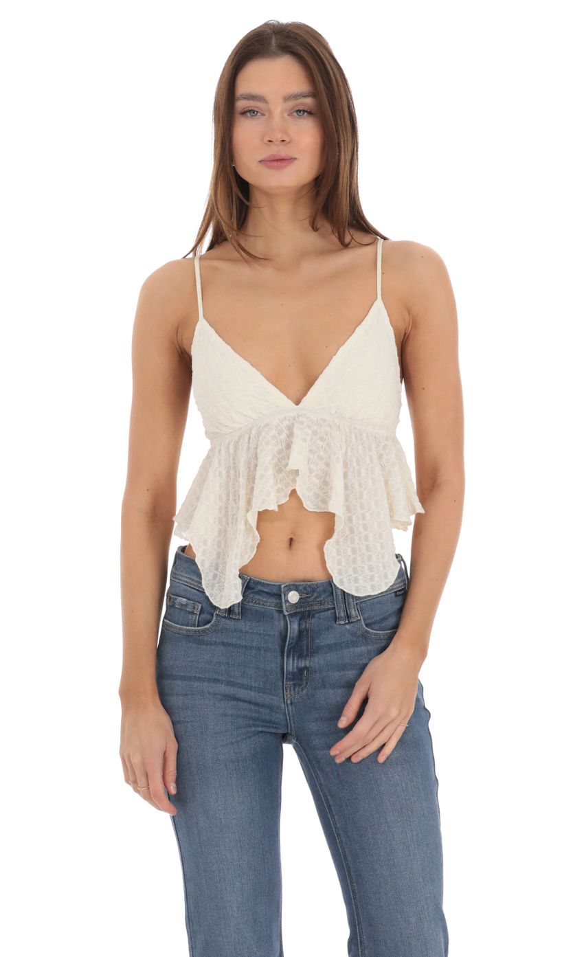 Picture Textured Triangle Top in Ivory. Source: https://media-img.lucyinthesky.com/data/Feb24/850xAUTO/5d860bd0-c2f7-4988-978c-ce1e4859d92c.jpg