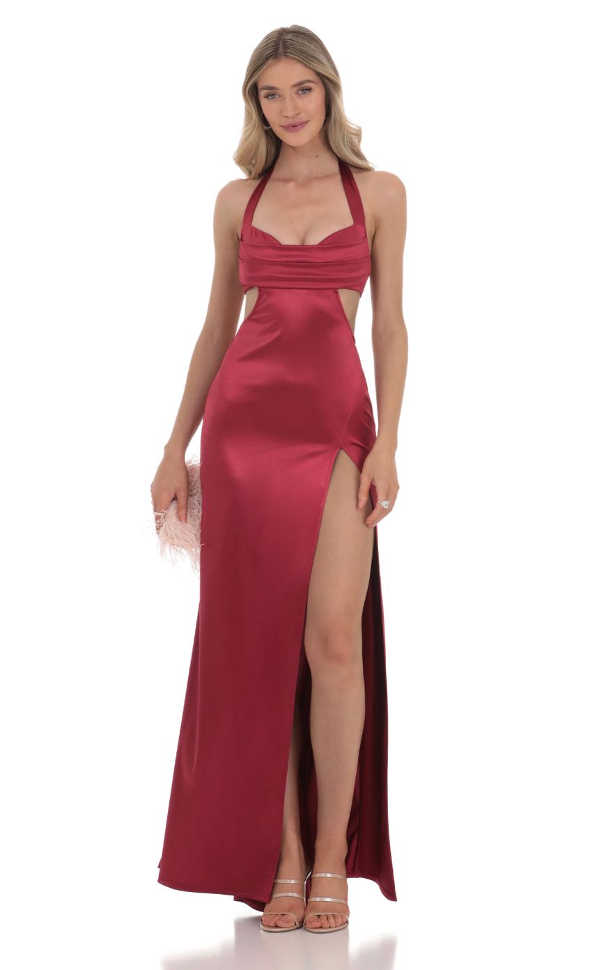 Picture Satin Cutout Maxi Dress in Red. Source: https://media-img.lucyinthesky.com/data/Feb24/850xAUTO/5e150d20-f545-4bc8-93f1-37adac6dd846.jpg