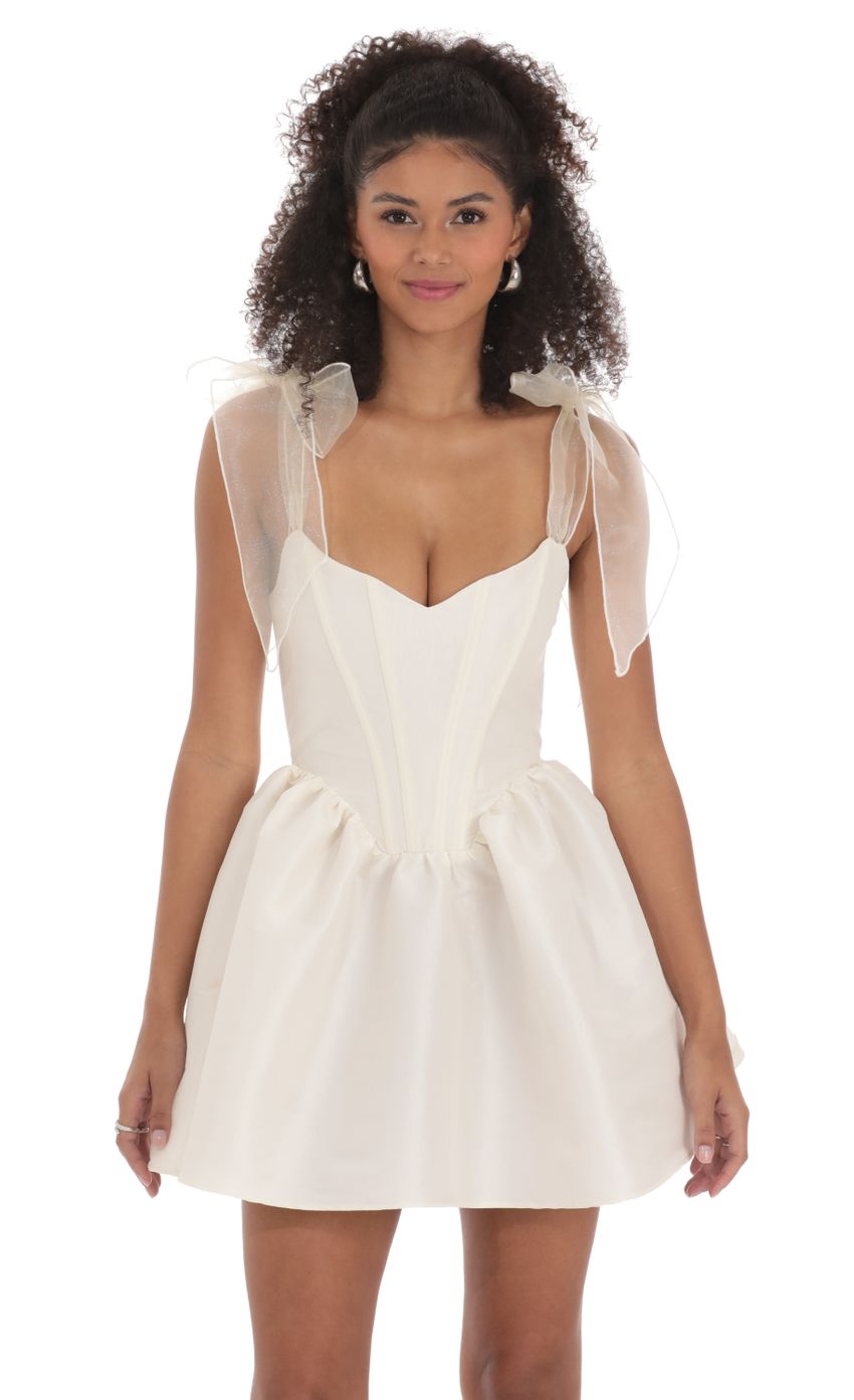 Corset Fit and Flare Dress in White | LUCY IN THE SKY