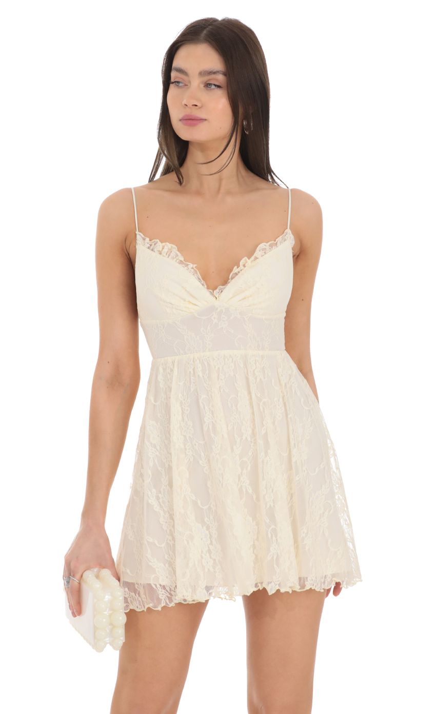 Picture Lace A-line Dress in Cream. Source: https://media-img.lucyinthesky.com/data/Feb24/850xAUTO/69e15c97-ea2d-4a98-bd8b-0b806c2e850a.jpg