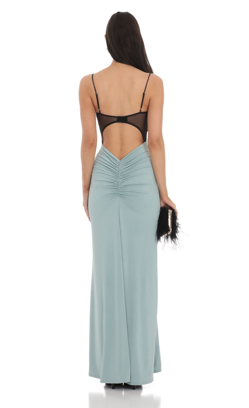 Picture Open Back Two-Toned Maxi Dress in Seafoam Blue. Source: https://media-img.lucyinthesky.com/data/Feb24/850xAUTO/714e7e22-b46b-49b1-a16f-5e4bf3962e6b.jpg