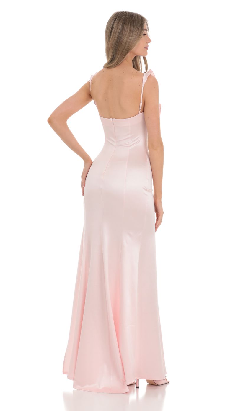 Picture Satin Ruffle Maxi Dress in Pink. Source: https://media-img.lucyinthesky.com/data/Feb24/850xAUTO/782c5a19-5dca-4d82-b461-40d2ad5863b3.jpg
