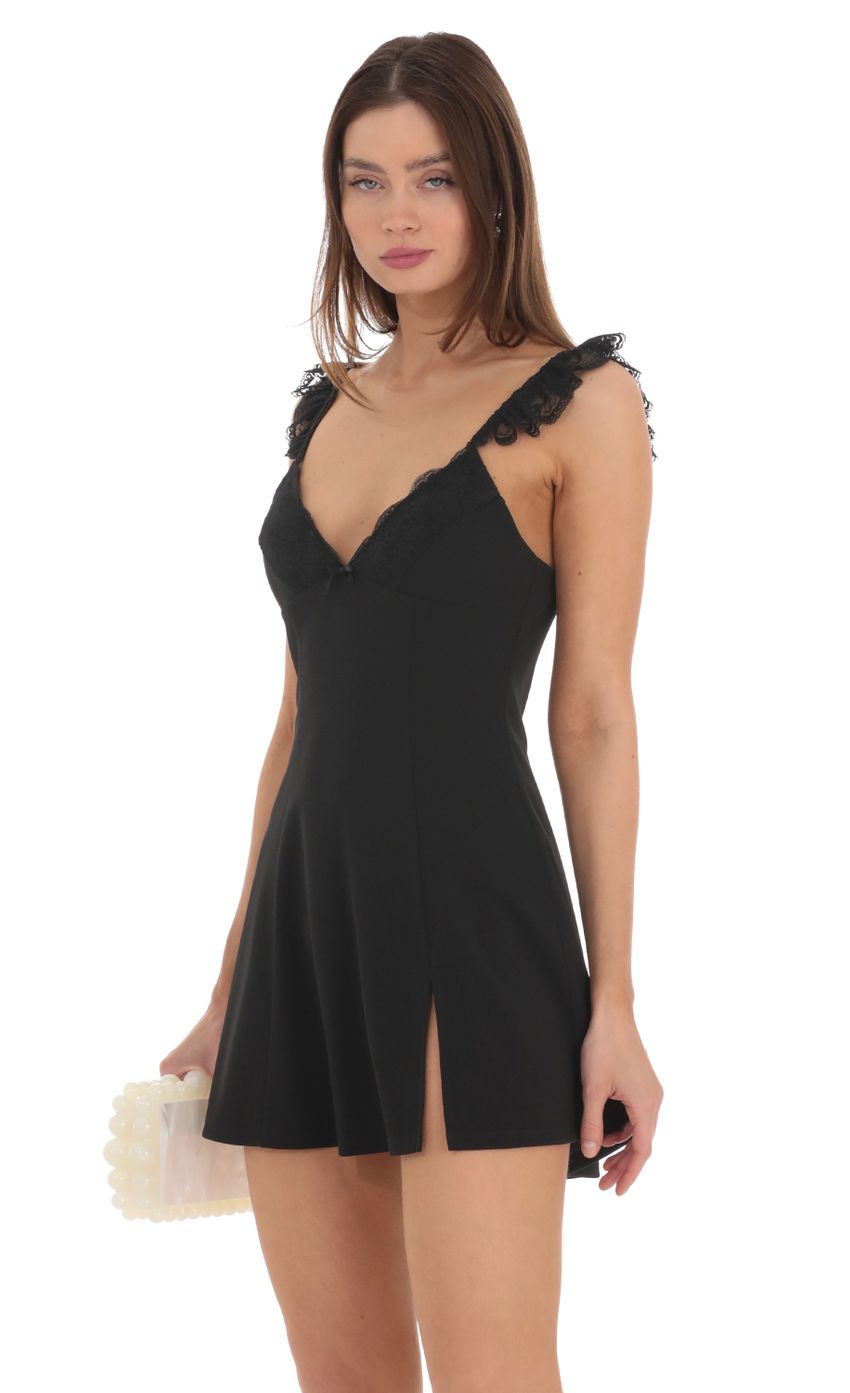 Picture Lace Strap V-Neck Dress in Black. Source: https://media-img.lucyinthesky.com/data/Feb24/850xAUTO/7a24c227-38fc-447d-a0b3-171a5fffea86.jpg