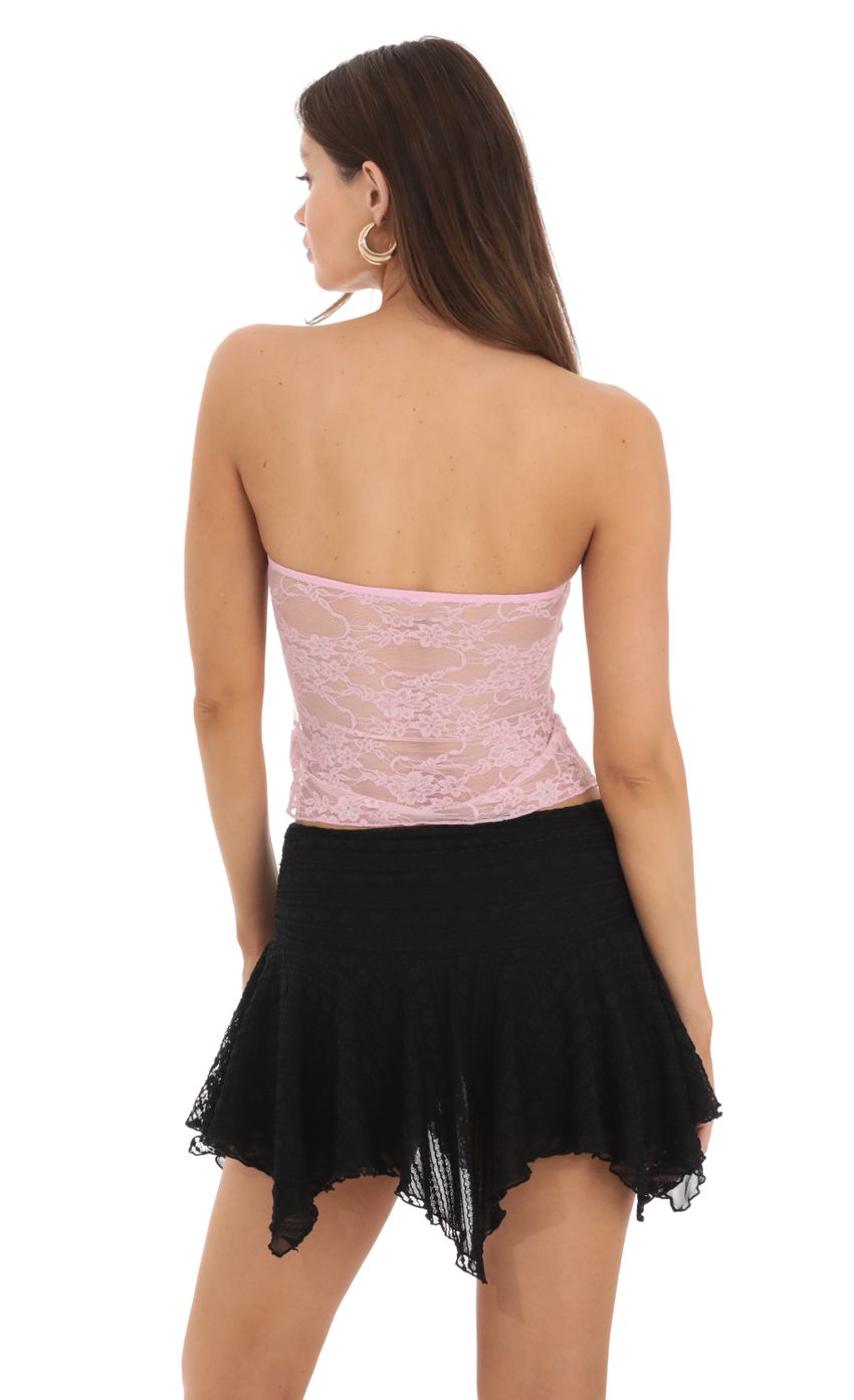 Picture Strapless Lace Top in Pink. Source: https://media-img.lucyinthesky.com/data/Feb24/850xAUTO/7ccf0aad-0218-457d-bdc6-7f390ba9437b.jpg