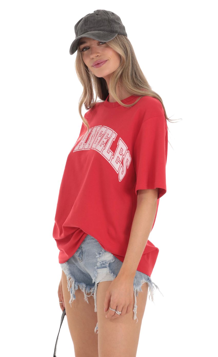Picture Los Angeles T-Shirt in Red. Source: https://media-img.lucyinthesky.com/data/Feb24/850xAUTO/7e8cffc8-52dc-42dc-a102-957d455c0a7b.jpg