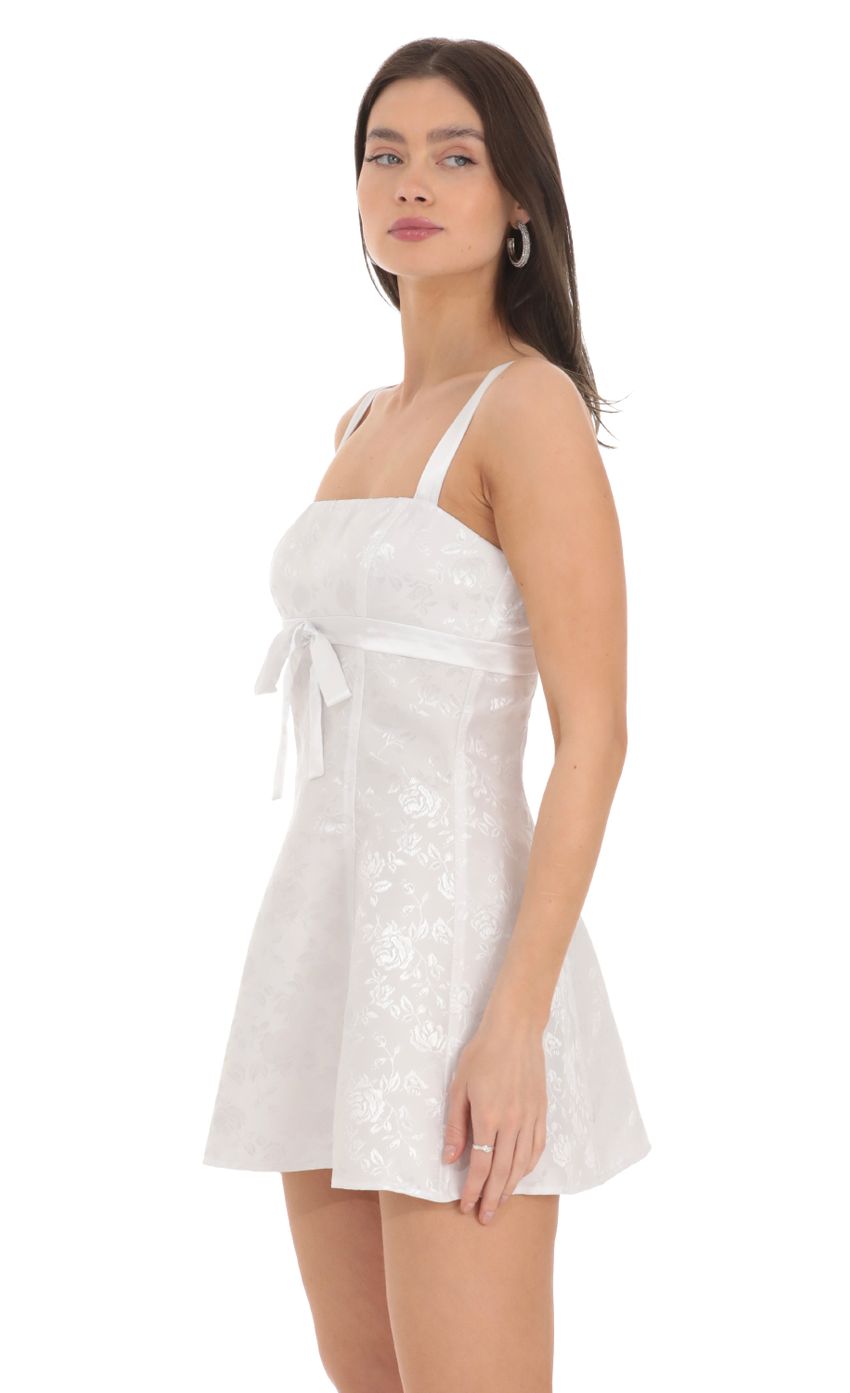 Picture Jacquard Satin Ribbon Dress in White. Source: https://media-img.lucyinthesky.com/data/Feb24/850xAUTO/84c9ddbf-9f6b-41d9-9fe1-54c791ff2735.jpg