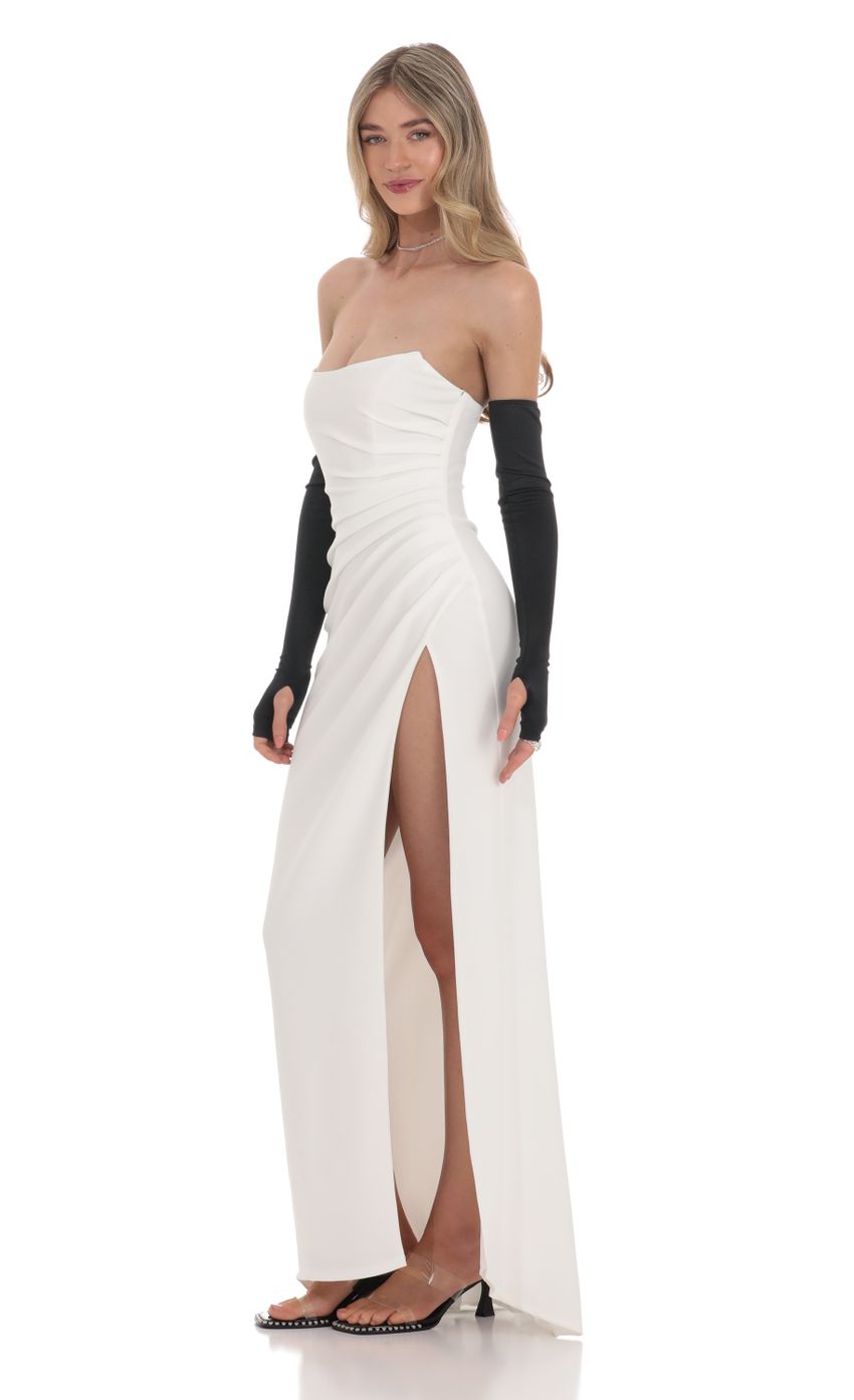 Picture Satin Glove Strapless Corset Maxi Dress in White. Source: https://media-img.lucyinthesky.com/data/Feb24/850xAUTO/9281fa81-cf2a-4c39-aa43-b857b5639c24.jpg