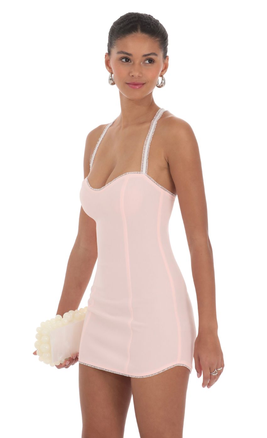Picture Elastic Ruffle Strap Bodycon Dress in Pink. Source: https://media-img.lucyinthesky.com/data/Feb24/850xAUTO/93a61489-f792-4833-aaf0-4c317bf934e5.jpg