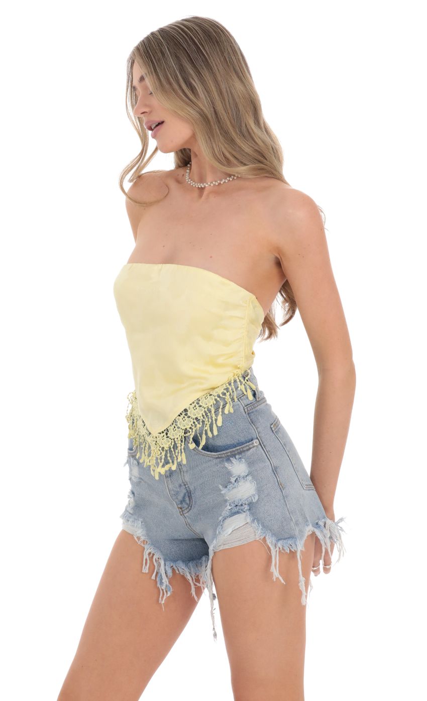 Picture Jacquard Tassel Bandana Top in Yellow. Source: https://media-img.lucyinthesky.com/data/Feb24/850xAUTO/9692232c-1390-4305-9e3e-7167f11783cf.jpg