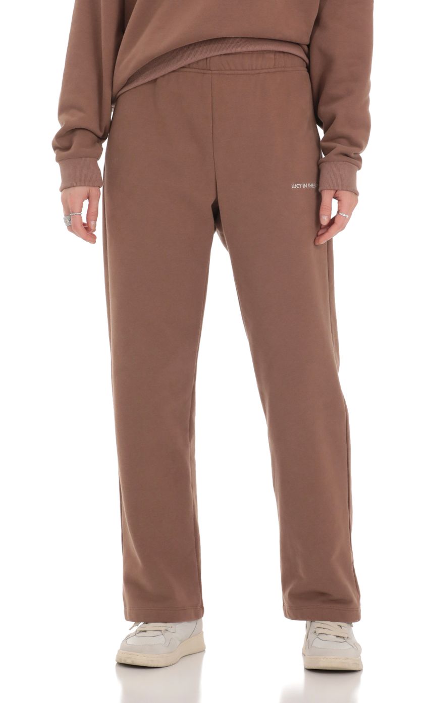 Picture Heart Pocket Sweatpants in Brown. Source: https://media-img.lucyinthesky.com/data/Feb24/850xAUTO/97824667-670c-456d-ac17-29e03aac28d2.jpg