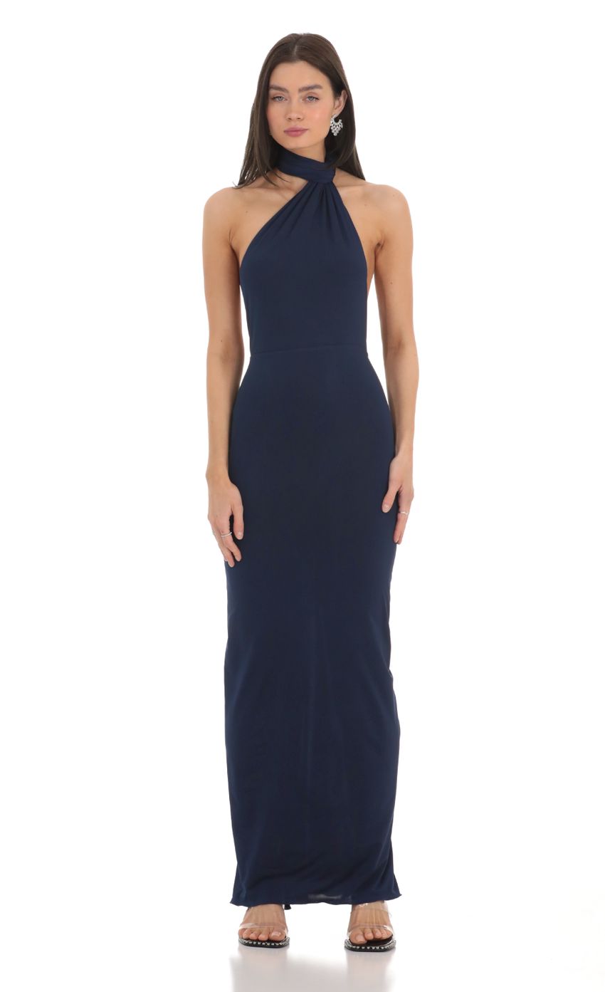 Picture One Shoulder Scarf Strap Maxi Dress in Navy. Source: https://media-img.lucyinthesky.com/data/Feb24/850xAUTO/a4699802-8cba-442e-93be-7272894cf8a2.jpg