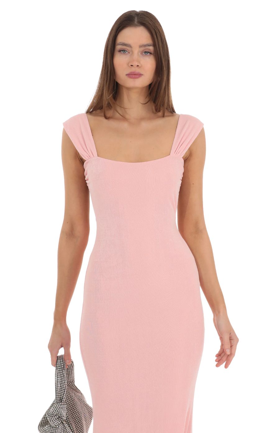 Picture Open Back Maxi Dress in Pink. Source: https://media-img.lucyinthesky.com/data/Feb24/850xAUTO/a5fc24dc-0ccc-45fe-b317-3cc637f13971.jpg