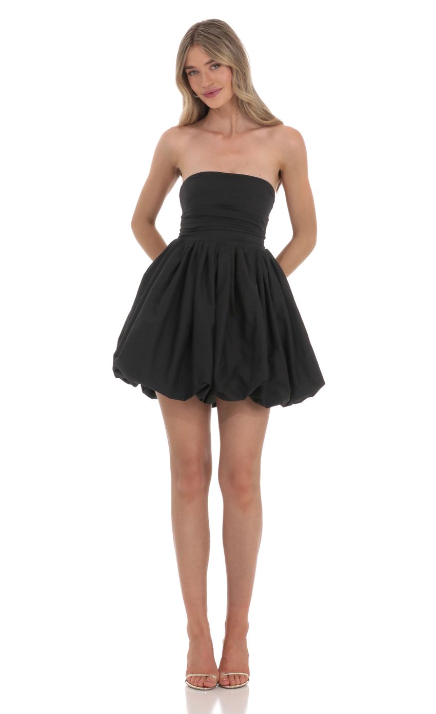 Product image for Strapless Bubble Puff Dress in Black