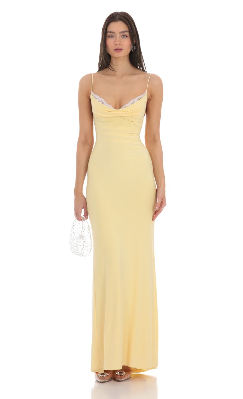 Picture Cowl Neck Mermaid Maxi Dress in Yellow. Source: https://media-img.lucyinthesky.com/data/Feb24/850xAUTO/b904395f-fd74-4615-a929-dfb1dcc303fe.jpg