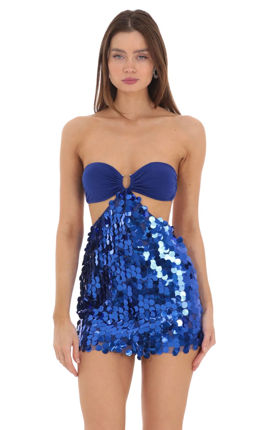 Picture Sequin Cutout Strapless Dress in Blue. Source: https://media-img.lucyinthesky.com/data/Feb24/850xAUTO/c1cae33c-2dcd-4b32-8c47-c0f90b900b09.jpg