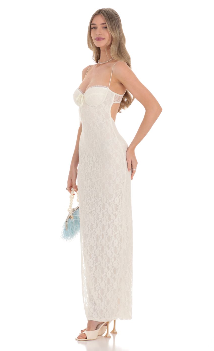 Picture Lace Bodycon Maxi Dress in Ivory. Source: https://media-img.lucyinthesky.com/data/Feb24/850xAUTO/c53c29e1-8b72-4961-b772-08d2c253dc88.jpg