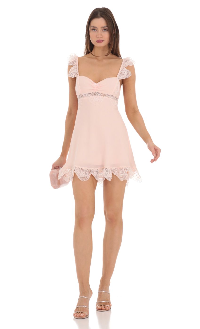 Picture Lace Strap Ruffle Dress in Pink. Source: https://media-img.lucyinthesky.com/data/Feb24/850xAUTO/c56ef075-6202-431b-84a5-4df8e3a1058c.jpg