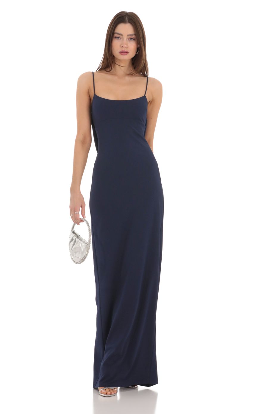 Picture Back Bow Maxi Dress in Navy. Source: https://media-img.lucyinthesky.com/data/Feb24/850xAUTO/cdcedd27-f370-4022-8029-9d491b71bfb6.jpg