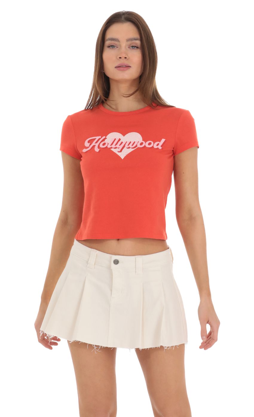 Picture Hollywood Graphic T-Shirt in Red. Source: https://media-img.lucyinthesky.com/data/Feb24/850xAUTO/d86f5a06-ecf8-49e3-a5f3-20498269704c.jpg