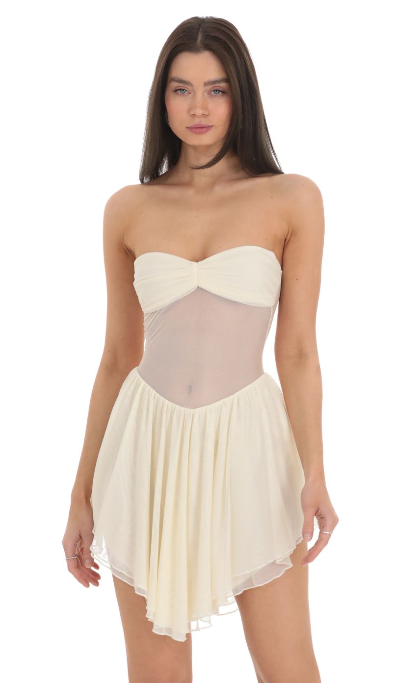 Picture Strapless Mesh Cutout Dress in Cream. Source: https://media-img.lucyinthesky.com/data/Feb24/850xAUTO/dd358cf8-bac5-4ef0-802f-f3fc2eeaffa0.jpg