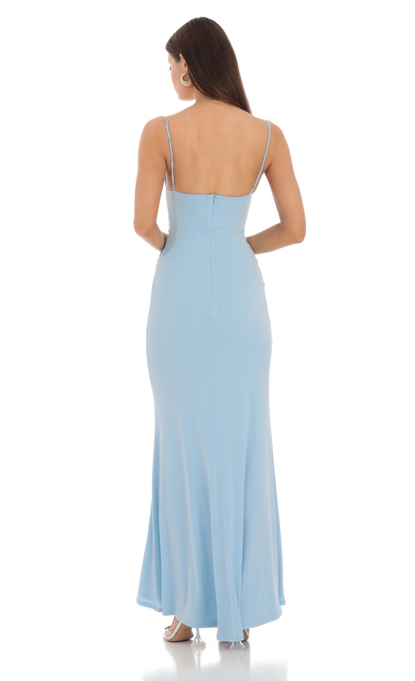 Cowl Neck Mermaid Maxi Dress in Blue | LUCY IN THE SKY