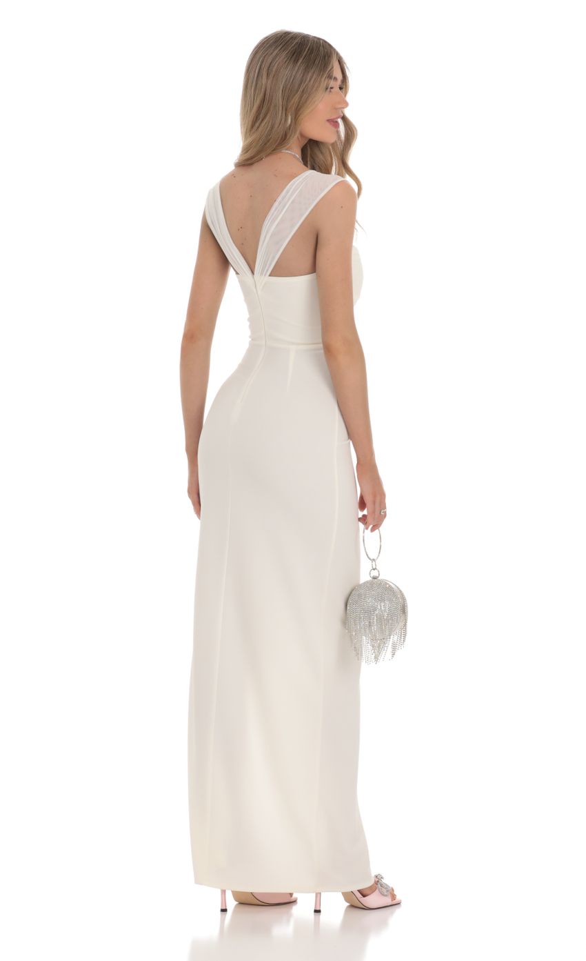 Picture Mesh Draped Corset Maxi Dress in White. Source: https://media-img.lucyinthesky.com/data/Feb24/850xAUTO/e48653ca-7841-4da4-98d1-a56721430dc3.jpg