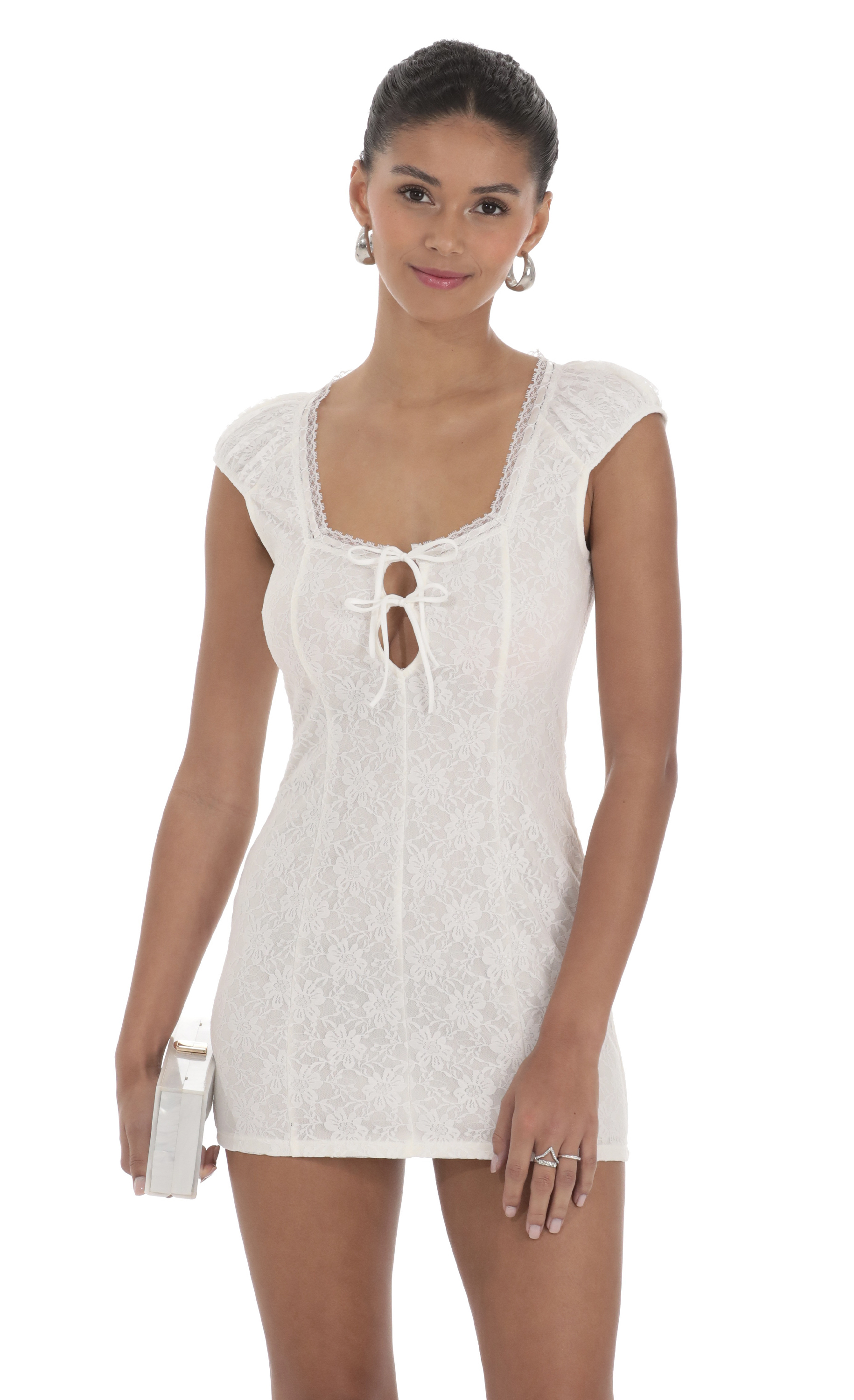 Lace Back Bodycon Dress In White