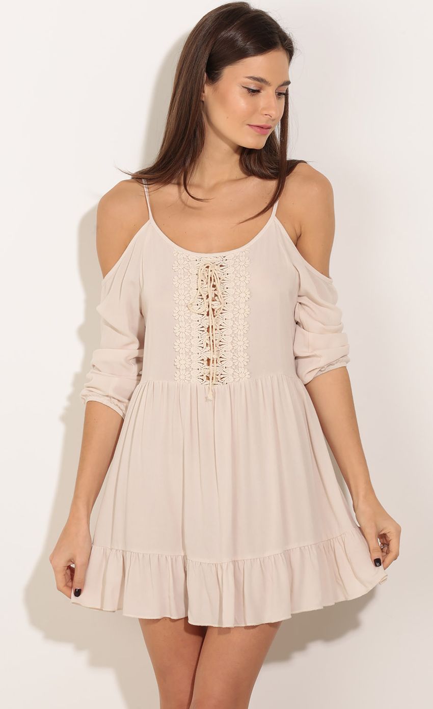 Picture Lace Off-The-Shoulder Playsuit In Beige. Source: https://media-img.lucyinthesky.com/data/Jan16_1/850xAUTO/0Y5A1372.JPG