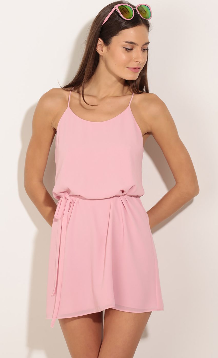 Picture Tied Racerback Shift Dress in Pink. Source: https://media-img.lucyinthesky.com/data/Jan16_1/850xAUTO/0Y5A3475.JPG