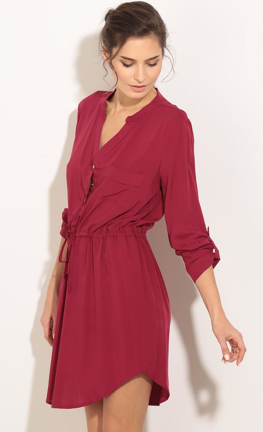 Picture Button-Up Shirt Dress In Wine. Source: https://media-img.lucyinthesky.com/data/Jan16_1/850xAUTO/0Y5A6787.JPG