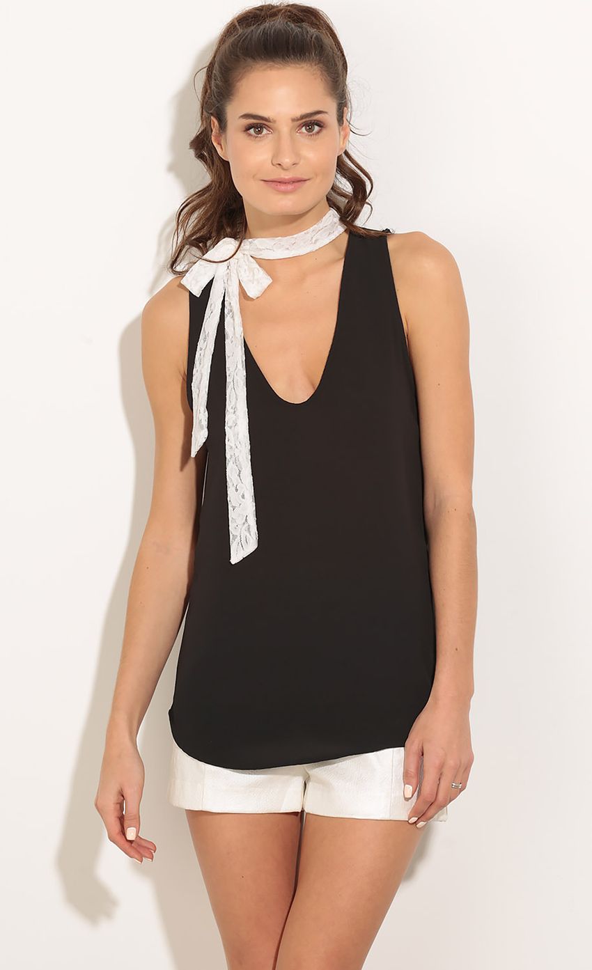 Picture Lace And Chiffon Tie-Up Top In Black. Source: https://media-img.lucyinthesky.com/data/Jan16_1/850xAUTO/0Y5A9452.JPG