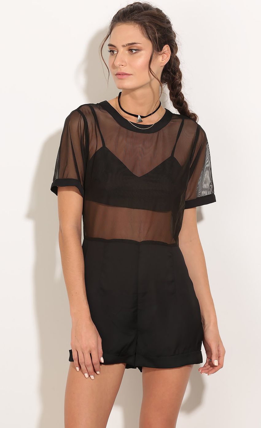 Picture Sheer Romper In Black. Source: https://media-img.lucyinthesky.com/data/Jan16_2/850xAUTO/0Y5A0152.JPG