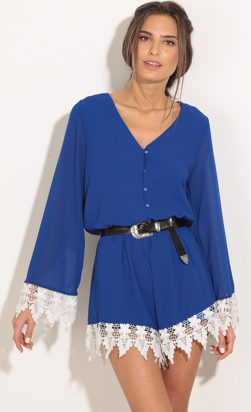 Picture Bell Sleeve Lace Trim Romper In Royal. Source: https://media-img.lucyinthesky.com/data/Jan16_2/850xAUTO/0Y5A0195.JPG