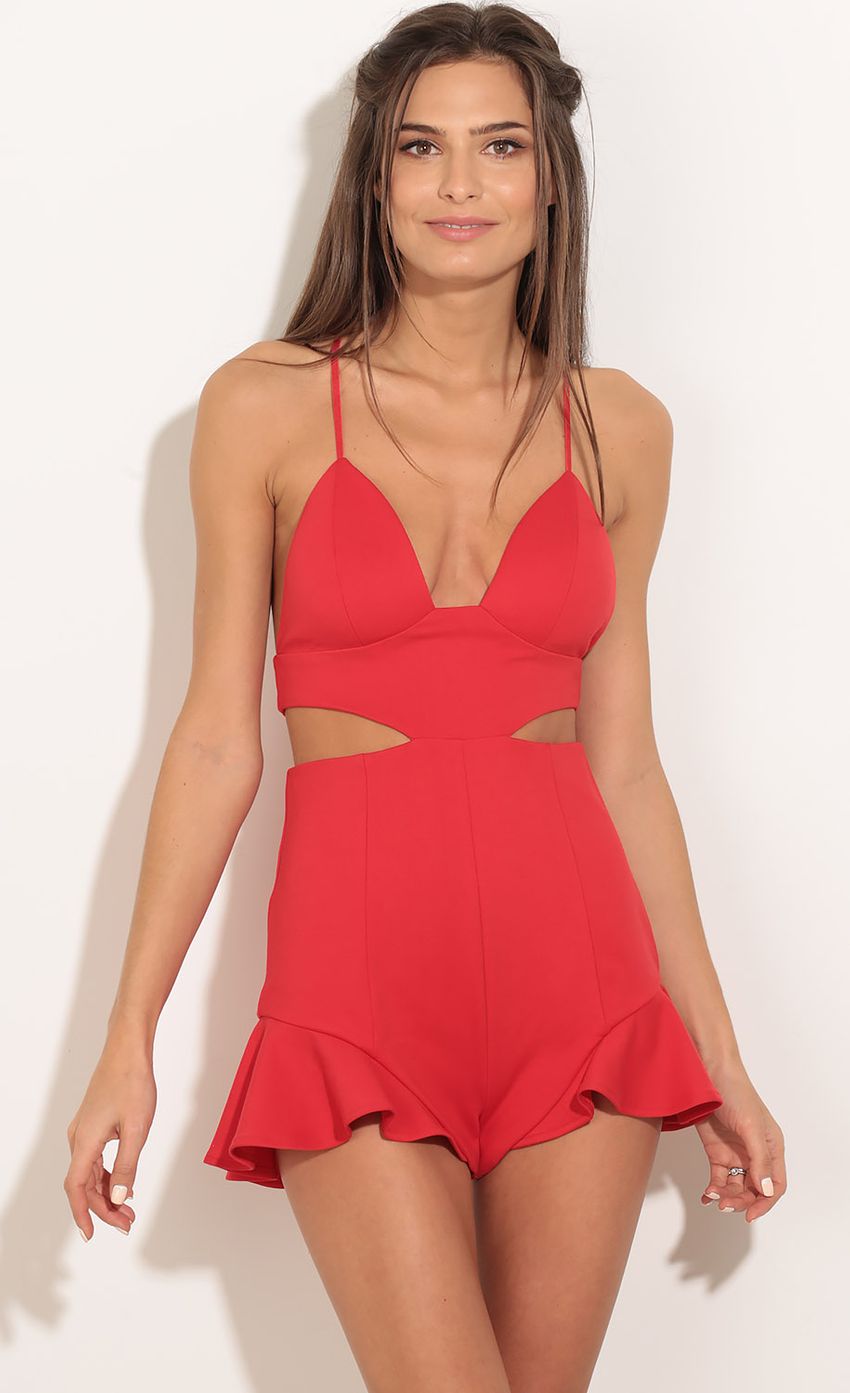 Picture Cut-Out Flounce Romper In Red. Source: https://media-img.lucyinthesky.com/data/Jan16_2/850xAUTO/0Y5A2017.JPG