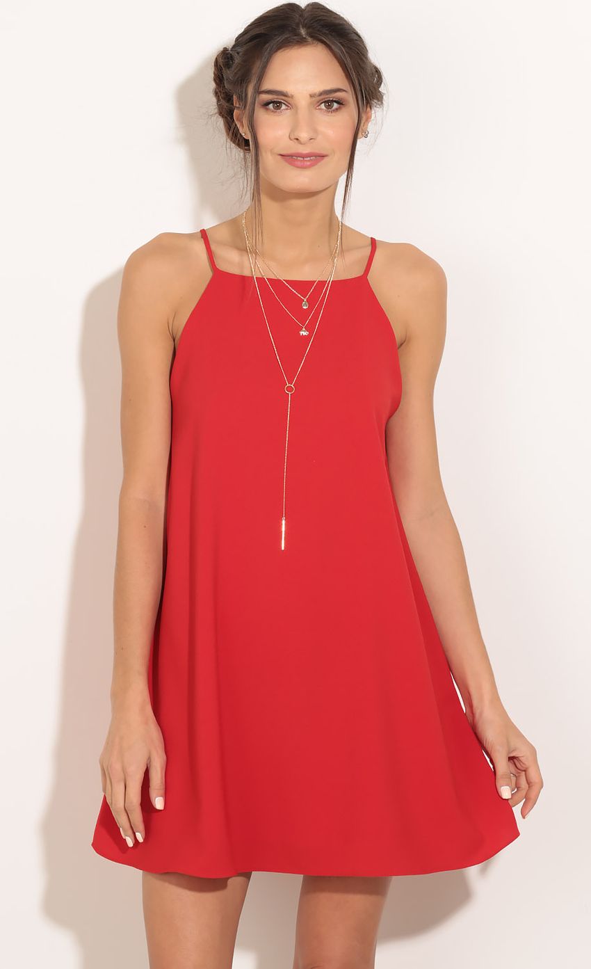 Picture Classic Halter Shift Dress In Red. Source: https://media-img.lucyinthesky.com/data/Jan16_2/850xAUTO/0Y5A3077.JPG