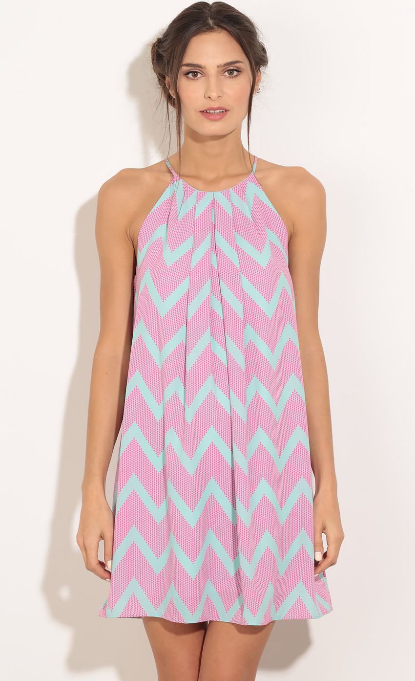 Picture Zig Zag Halter Shift Dress In Pink And Mint. Source: https://media-img.lucyinthesky.com/data/Jan16_2/850xAUTO/0Y5A3579.JPG