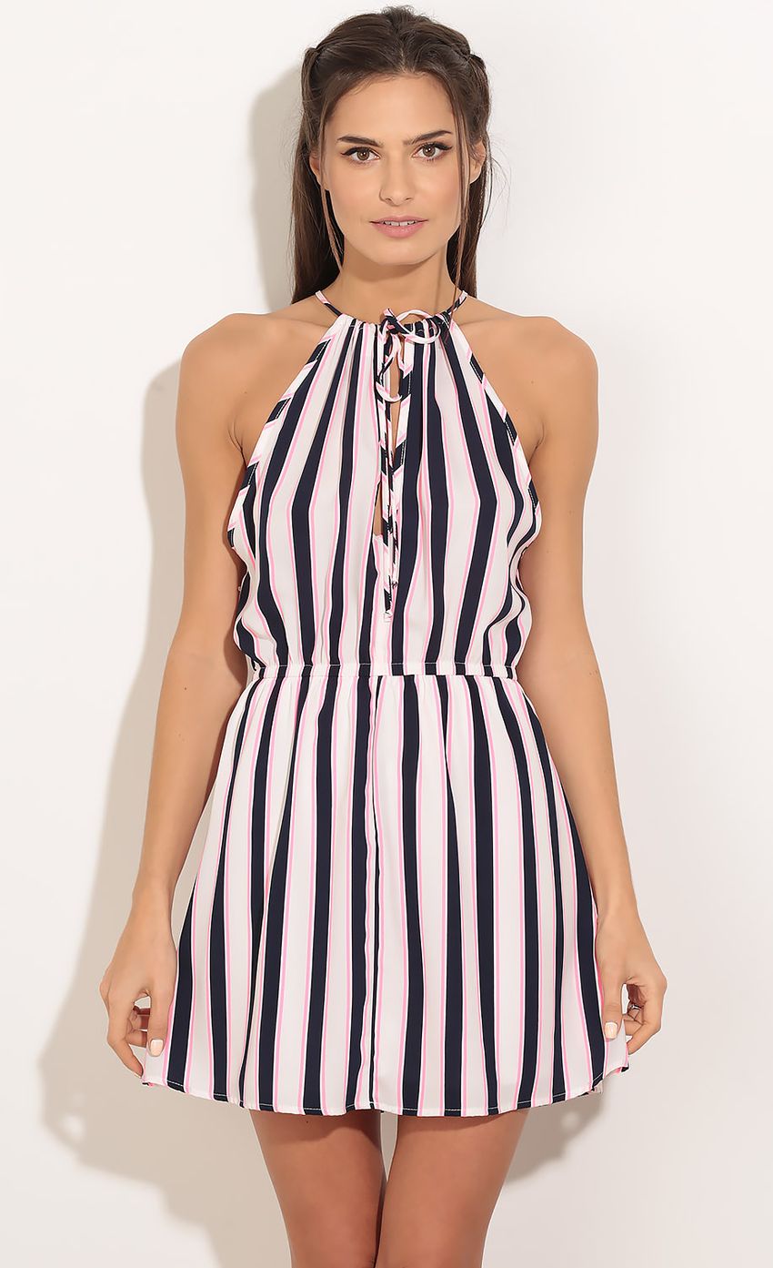 Picture Neon Stripe Halter Dress In White. Source: https://media-img.lucyinthesky.com/data/Jan16_2/850xAUTO/0Y5A4243.JPG