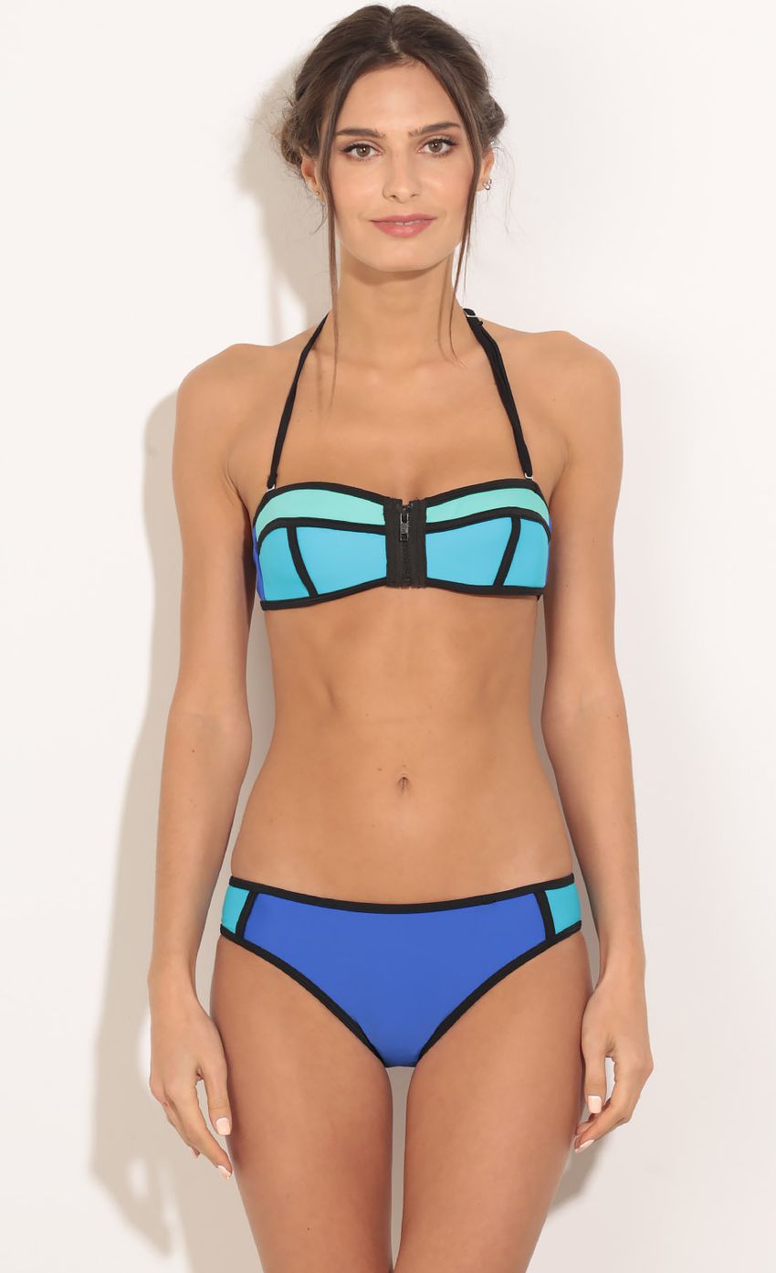 Picture Zipper Tri-Color Two Piece Swimsuit In Blue. Source: https://media-img.lucyinthesky.com/data/Jan16_2/850xAUTO/0Y5A4452.JPG