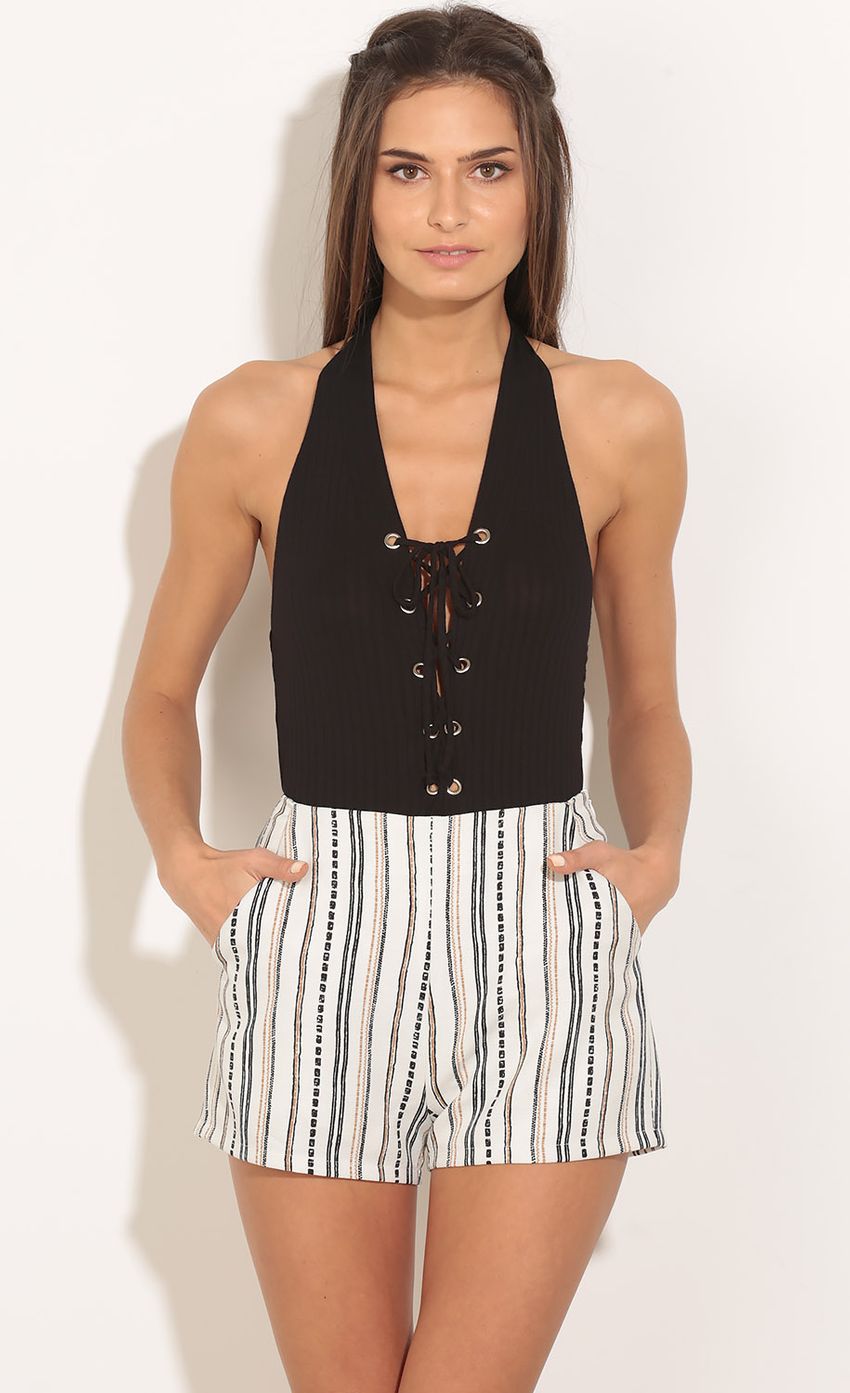 Product image for Classic Lace-Up Bodysuit In Black